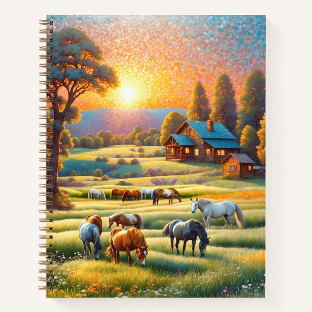 Horse on Farm Wildflower Meadow Notebook (Front)