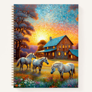 Horse on Farm Wildflower Meadow Notebook