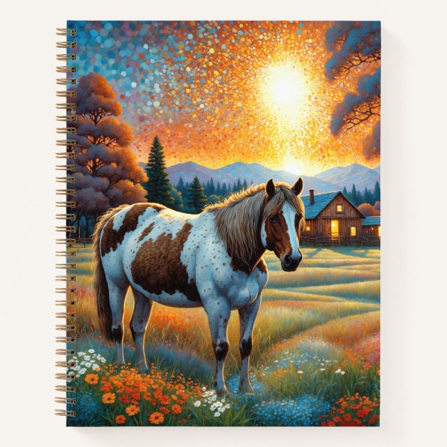 Horse on Farm Wildflower Meadow Notebook (Front)