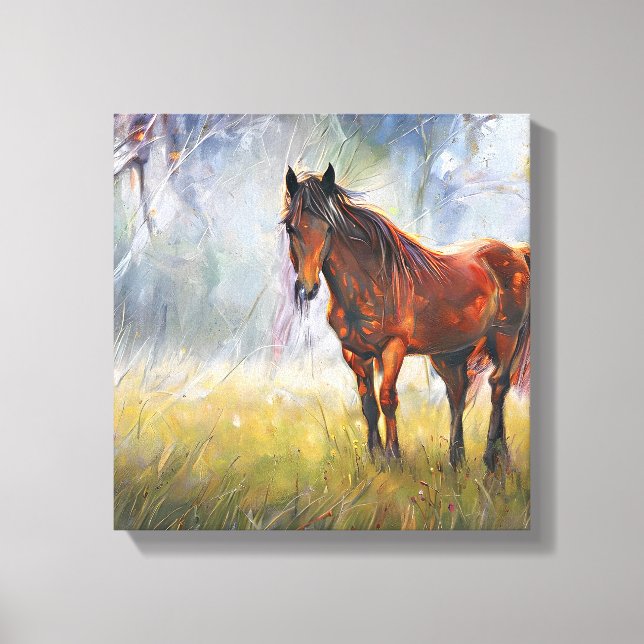 Horse on the grass canvas print (Front)