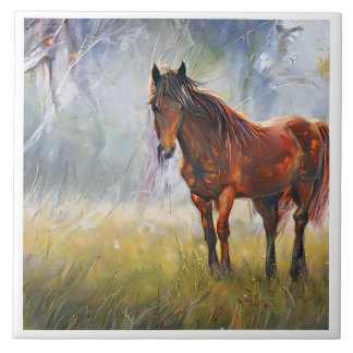 horse on the grass tile