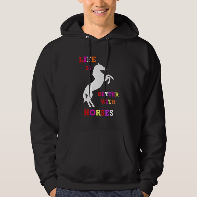 Horse Owner Life Horses Horseback Riding Woman Equ Hoodie (Front)