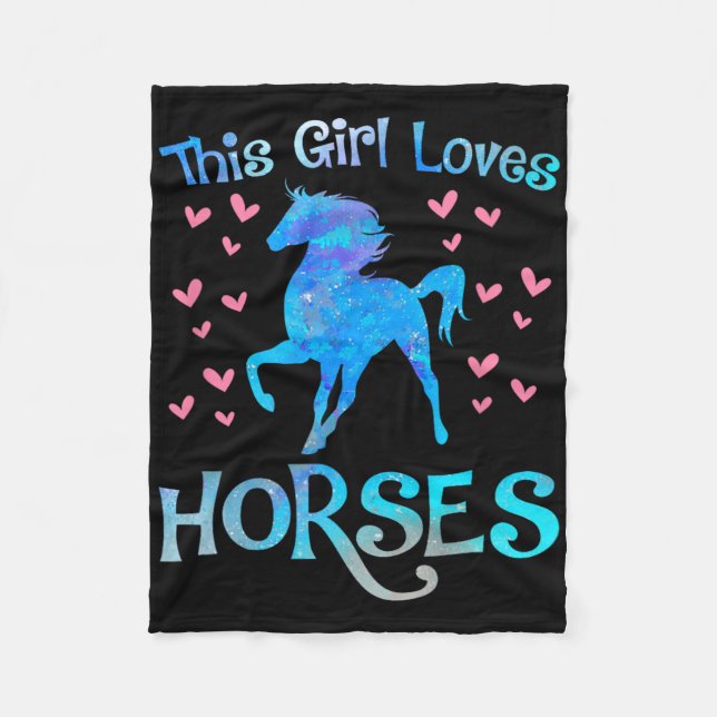 Horse Owner This Girl Loves Horses Equestrian Ride Fleece Blanket (Front)