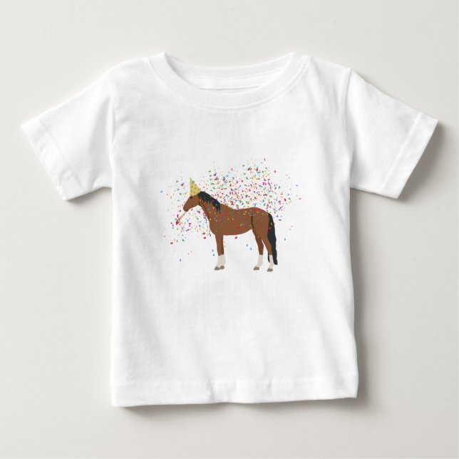 Horse Partying Farm Animals Having a Party Baby T-Shirt (Front)