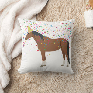 Horse Partying Farm Animals Having a Party Cushion