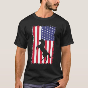 Horse Patriot Usa Flag Horseback Equestrian Horse  T-Shirt