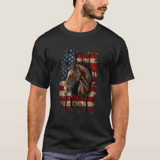 Horse Patriotic Equestrian 4th Of July USA America T-Shirt