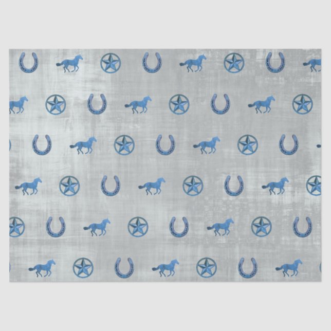 Horse Pattern (Blue) Tissue Paper (Front)