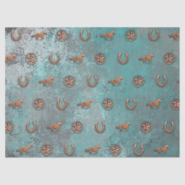 Horse Pattern (Blue) Tissue Paper (Front)