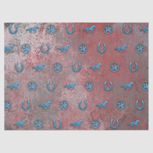 Horse Pattern (Red, White & Blue) Tissue Paper (Front)