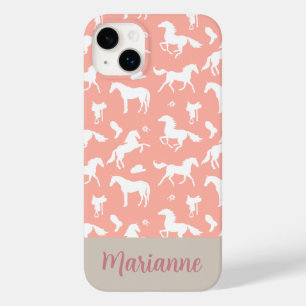 Horse Peach Pattern Rider Custom Name  Case-Mate iPhone 14 Plus Case