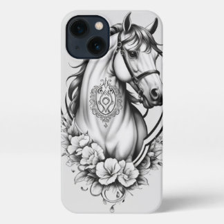 Horse pencil art iPhone 13 case