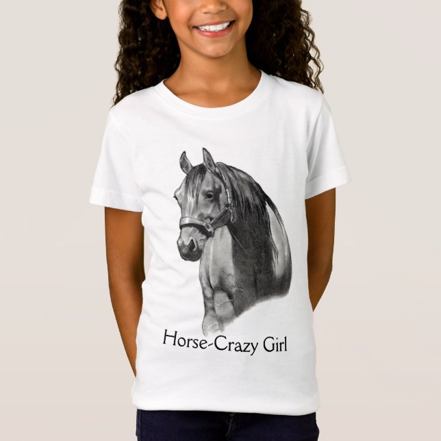 HORSE: PENCIL: HORSE-CRAZY: GIRL T-Shirt (Front)