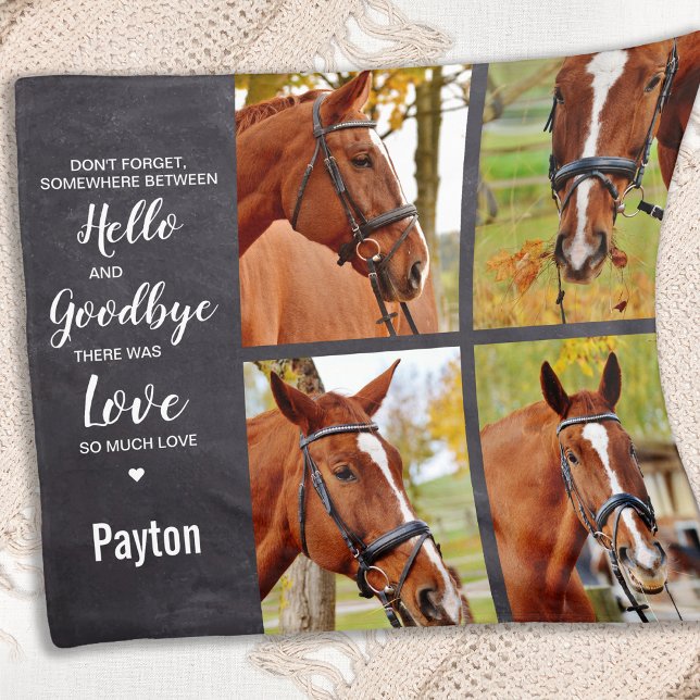 Horse Pet Memorial 4 Photo Collage Fleece Blanket (Creator Uploaded)