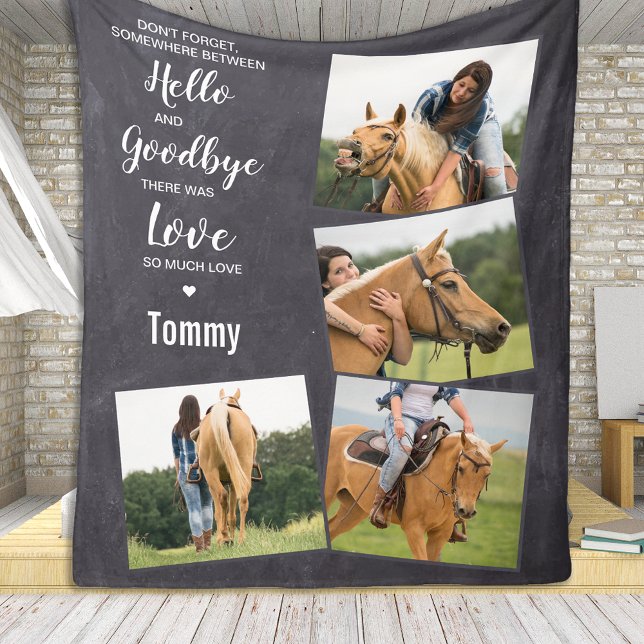 Horse Pet Memorial Photo Collage Fleece Blanket (Creator Uploaded)