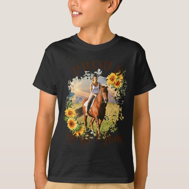 Horse Pet Photo Text Sunflower Accent T Shirt  (Front)