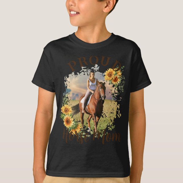 Horse Pet Photo Text Sunflower Accent T Shirt  (Front)