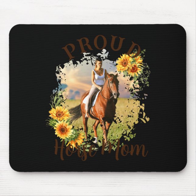 Horse Pet Photo Text Sunflower Accent T Shirt  Mouse Pad (Front)