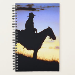 Horse Photo Equine Western Cowboy Sunset Silhouett Planner
