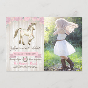 Horse Photo Pony Cowgirl Birthday Party Invitation