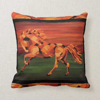 Horse Pillow, Orange Horse, Chesnut Horse Art Cushion