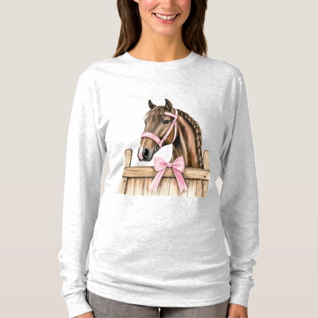 Horse Pink Bow T-Shirt (Front)