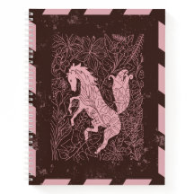 Horse Pink Floral Boho Spiral Notebook Journal 