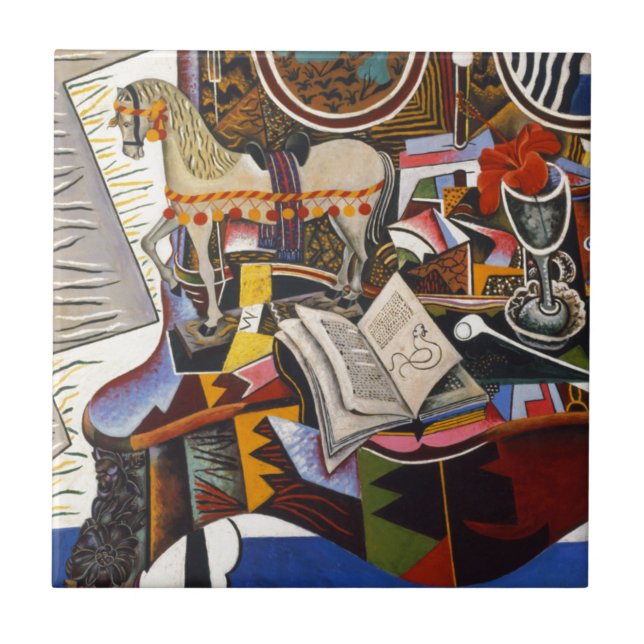 Horse Pipe Red Flower by Joan Miro Tile (Front)