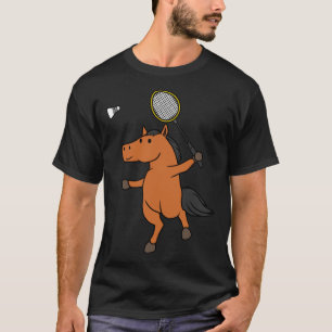 Horse Playing Badminton Ironic Sports Animal Pullo T-Shirt