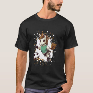 Horse Playing Soccer Cute Comic T-Shirt