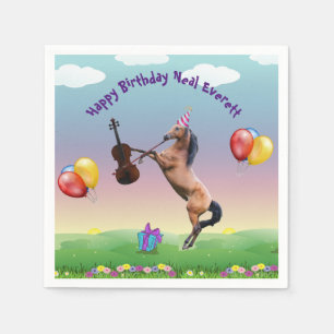 Horse Playing The Violin Birthday Napkin