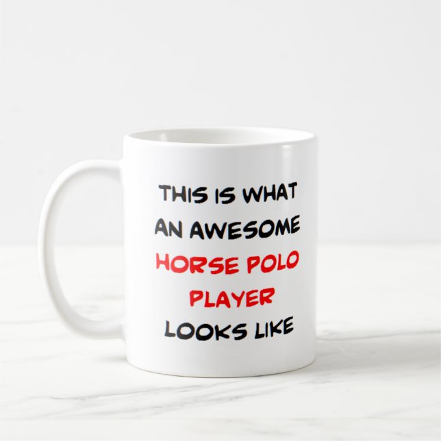 horse polo player, awesome coffee mug (Left)