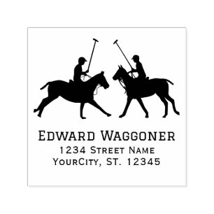 Horse Polo Players Polo Match Name Return Address Self-inking Stamp