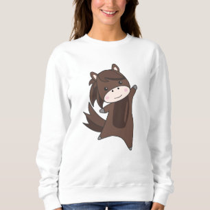 Horse Ponny Rider Cute Animals Brown Sweatshirt
