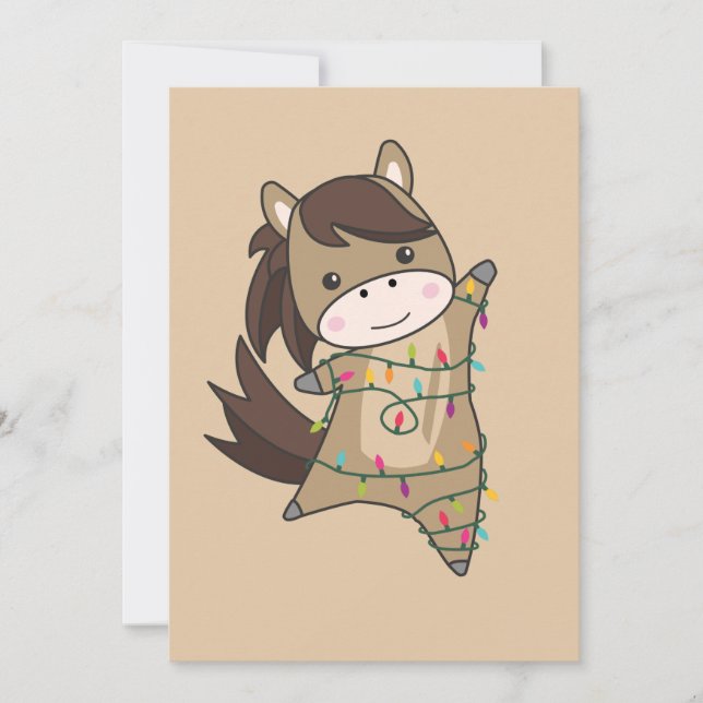 Horse Pony Christmas Snow Winter Animals Horses Ho Holiday Card (Front)