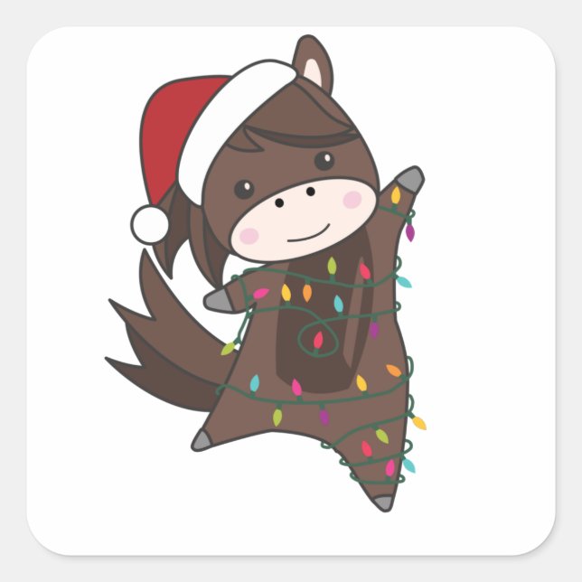 Horse Pony Christmas Snow Winter Animals Horses Square Sticker (Front)