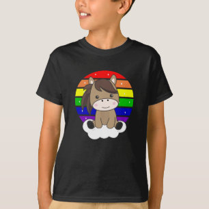 Horse Pony Rainbow Glitter Kawaii Horses Colourful T-Shirt