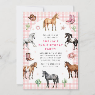 Horse Pony Saddle Up Cowgirl Girl Birthday  Invitation