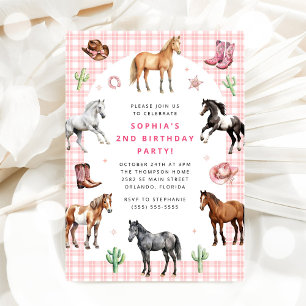 Horse Pony Saddle Up Cowgirl Girl Birthday  Invitation