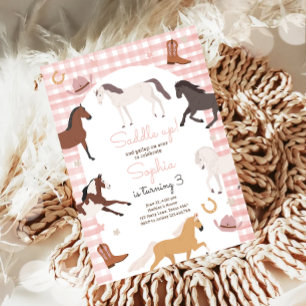 Horse Pony Saddle Up Cowgirl Girl Birthday Invitation