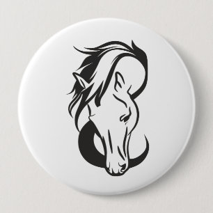 Horse portrait, 10 cm round badge