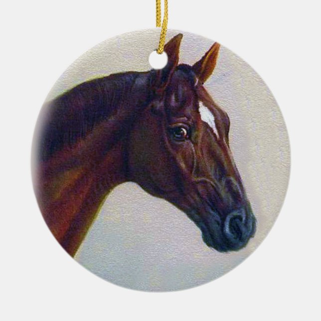 Horse Portrait Ceramic Tree Decoration (Front)
