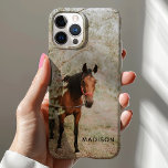 Horse Portrait Custom Equine Animal Personalised iPhone 12 Case<br><div class="desc">Horse Portrait Custom Equine Animal Personalised Case This cute trendy design features a photo of a brown horse in the woods surrounded by foliage. Makes the perfect gift for horse lovers,  animal lovers,  and the equestrian. Personalise with your own name or text.</div>