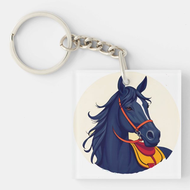🖤 Horse Portrait Gift For Equestrian Style 🖤 Key Ring (Front)