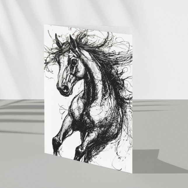 Horse Portrait Hand Drawn Sketch Card (Creator Uploaded)