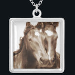 Horse Portrait III Silver Plated Necklace<br><div class="desc">Animals</div>