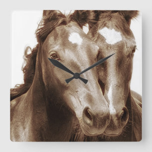 Horse Portrait III Square Wall Clock