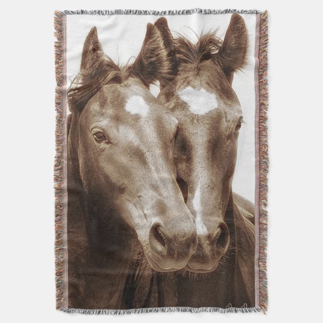 Horse Portrait III Throw Blanket (Front Vertical)