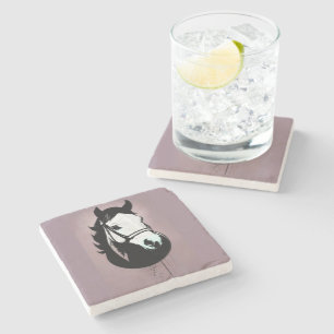 Horse Portrait in Mauve Stone Coaster