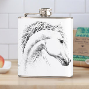 Horse portrait pencil art Flask